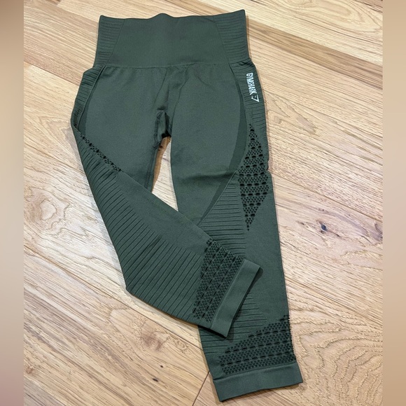 Gymshark Energy Seamless Olive HR Crop Leggings - Picture 2 of 5